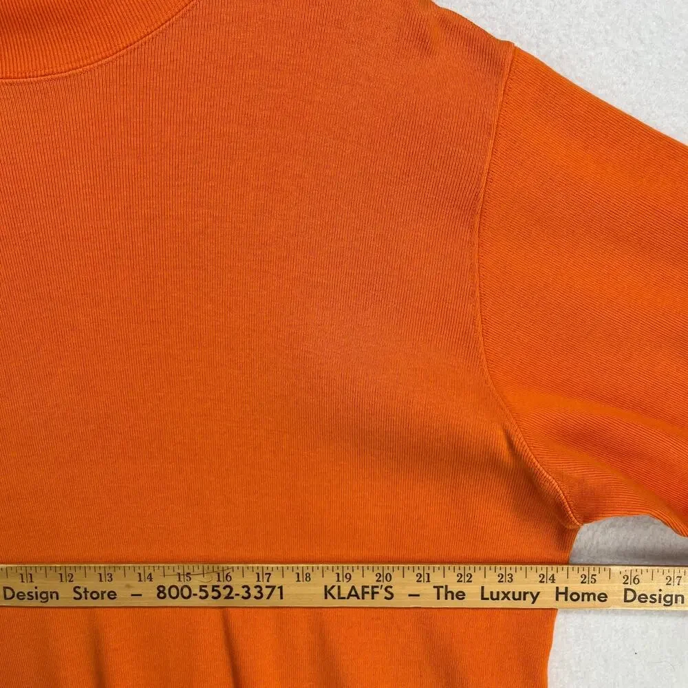 J.CREW Shirt Mens XL OAR Oarsman Ribbed Mock Neck Long Sleeve Cotton Orange VTG